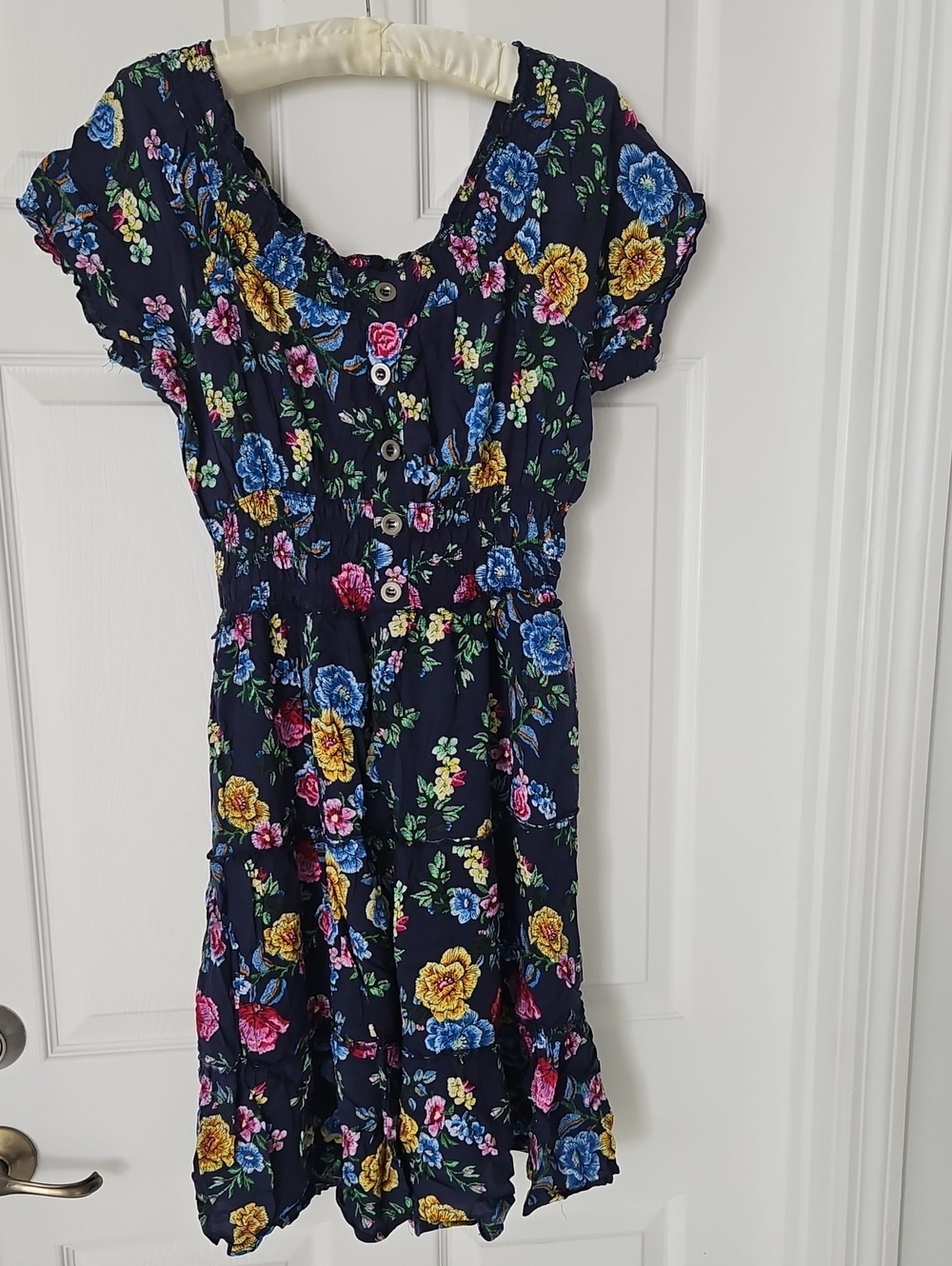 Lapis Navy Floral Button-Front Mini Dress